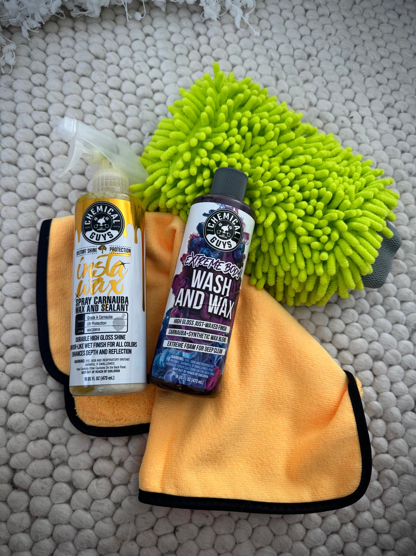 **Kit de carnauba jabón, cera, paño y guante de lavado