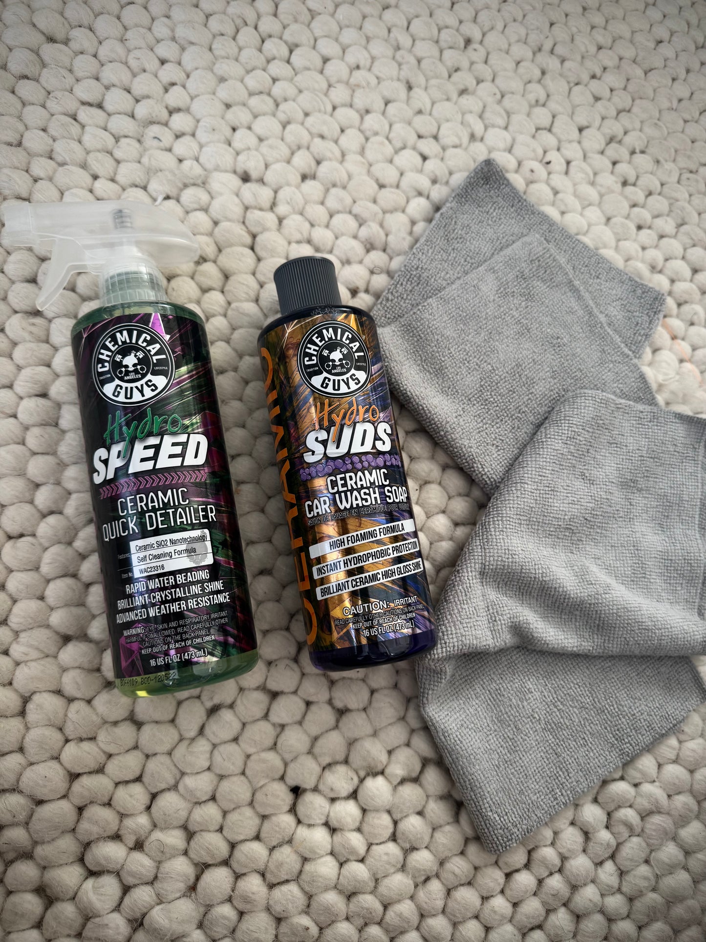 **Kit cerámico de jabón y cera líquida + 2 paños pequeños